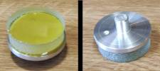 Un disque de verre sur son support en alu