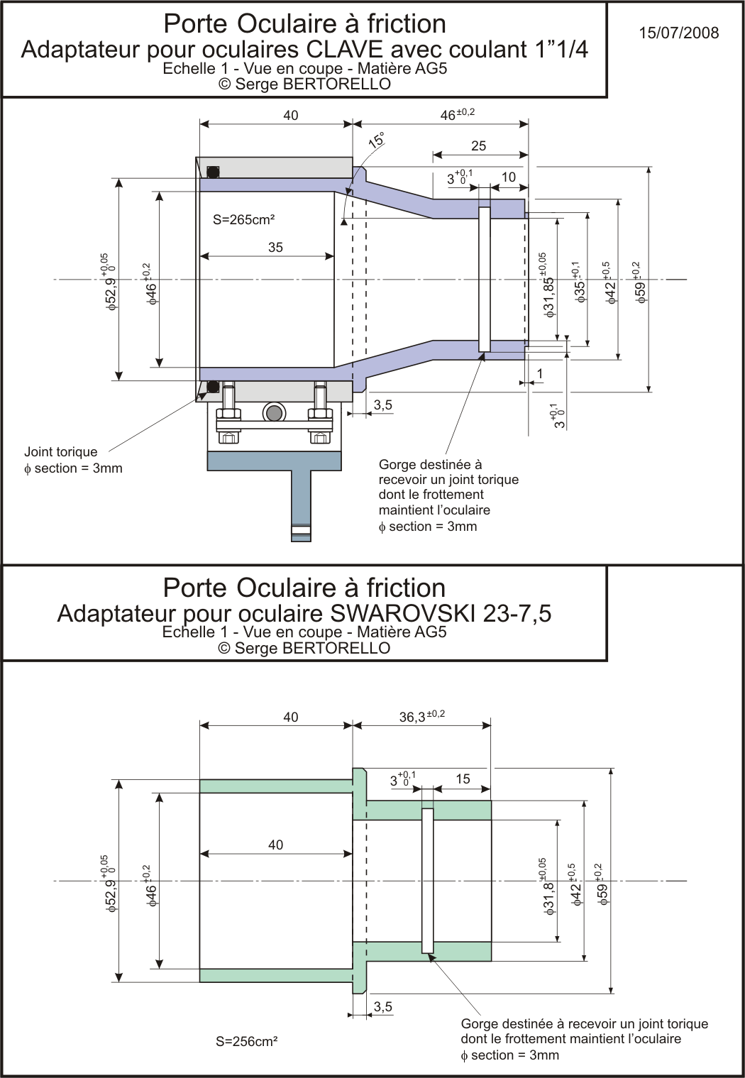 P.O.R.C. : adaptateurs d'oculaires